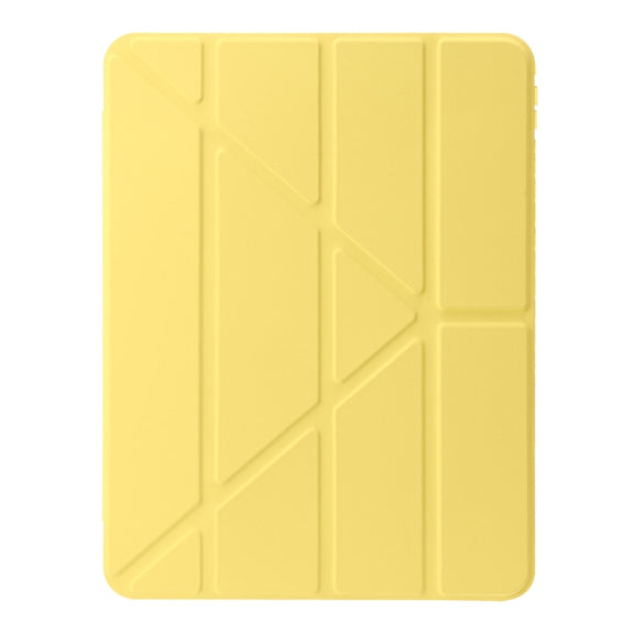 For iPad Air 11 2025 / 2024 Clear Acrylic Deformation Leather Tablet Case(Yellow)