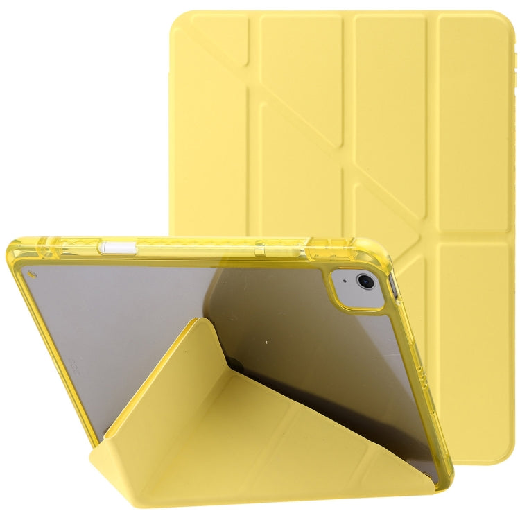 For iPad Air 11 2025 / 2024 Clear Acrylic Deformation Leather Tablet Case(Yellow)