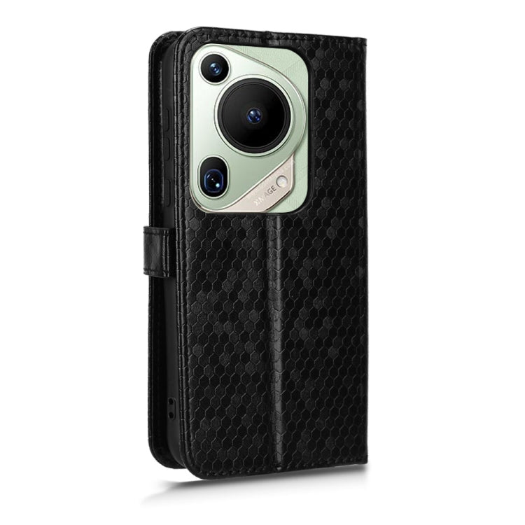 For Huawei Pura 70 Ultra Honeycomb Dot Texture Leather Phone Case(Black)