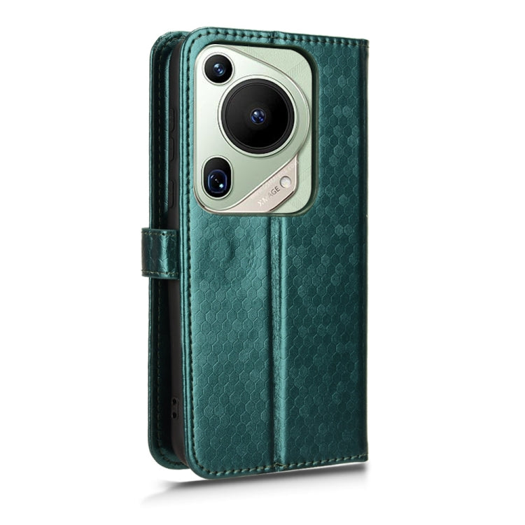 For Huawei Pura 70 Ultra Honeycomb Dot Texture Leather Phone Case(Green)
