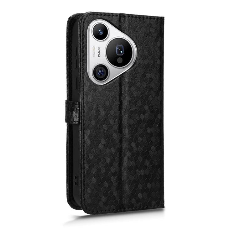 For Huawei Pura 70 Honeycomb Dot Texture Leather Phone Case(Black)