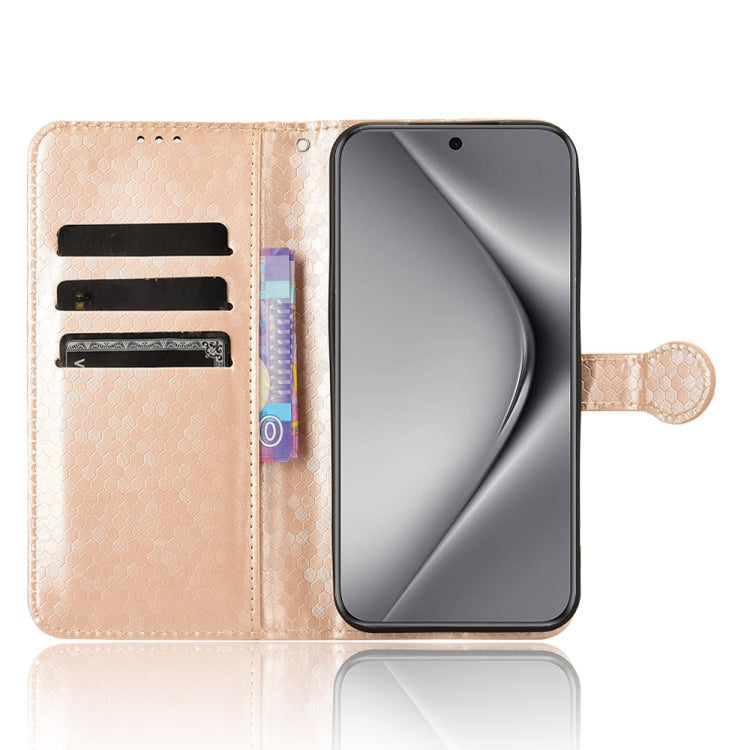 For Huawei Pura 70 Honeycomb Dot Texture Leather Phone Case(Gold)