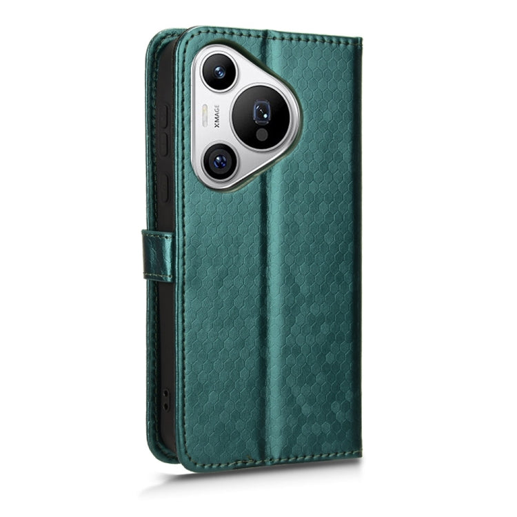 For Huawei Pura 70 Honeycomb Dot Texture Leather Phone Case(Green)