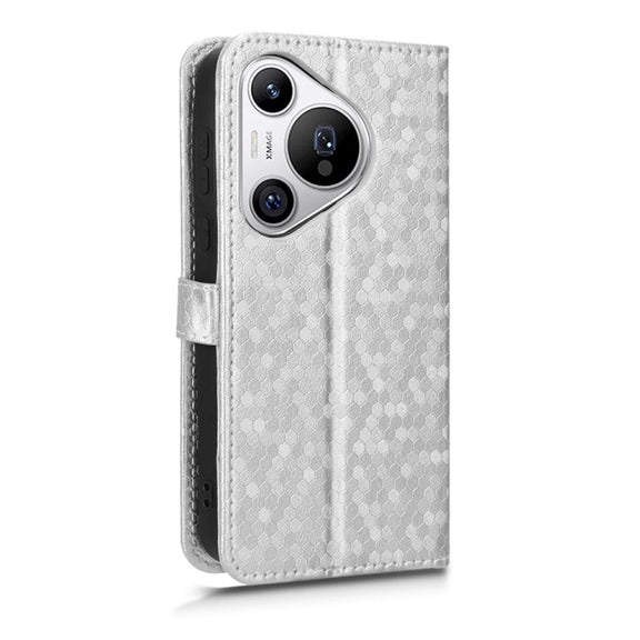 For Huawei Pura 70 Honeycomb Dot Texture Leather Phone Case(Silver)