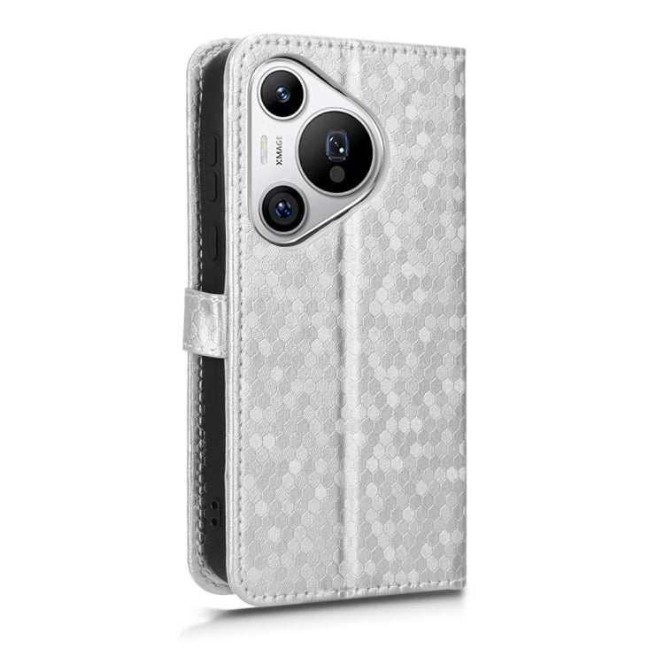 For Huawei Pura 70 Honeycomb Dot Texture Leather Phone Case(Silver)