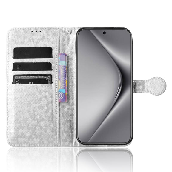 For Huawei Pura 70 Honeycomb Dot Texture Leather Phone Case(Silver)