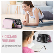 For iPhone 15 Pro JEEHOOD J05 Business Magnetic Style RFID Leather Phone Case(Pink)