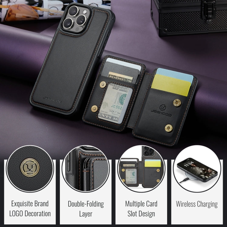 For iPhone 16 Pro Max JEEHOOD J05 Business Magnetic Style RFID Leather Phone Case(Black)