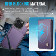For iPhone 16 Pro Max JEEHOOD J05 Business Magnetic Style RFID Leather Phone Case(Purple)