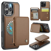 For iPhone 16 Pro Max JEEHOOD J05 Business Magnetic Style RFID Leather Phone Case(Brown)