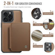 For iPhone 16 Pro Max JEEHOOD J05 Business Magnetic Style RFID Leather Phone Case(Brown)
