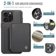 For iPhone 16 Pro JEEHOOD J05 Business Magnetic Style RFID Leather Phone Case(Black)