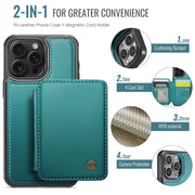For iPhone 16 Pro JEEHOOD J05 Business Magnetic Style RFID Leather Phone Case(Blue Green)