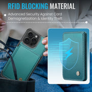 For iPhone 16 Pro JEEHOOD J05 Business Magnetic Style RFID Leather Phone Case(Blue Green)