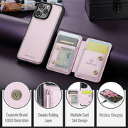 For iPhone 16 Pro JEEHOOD J05 Business Magnetic Style RFID Leather Phone Case(Pink)