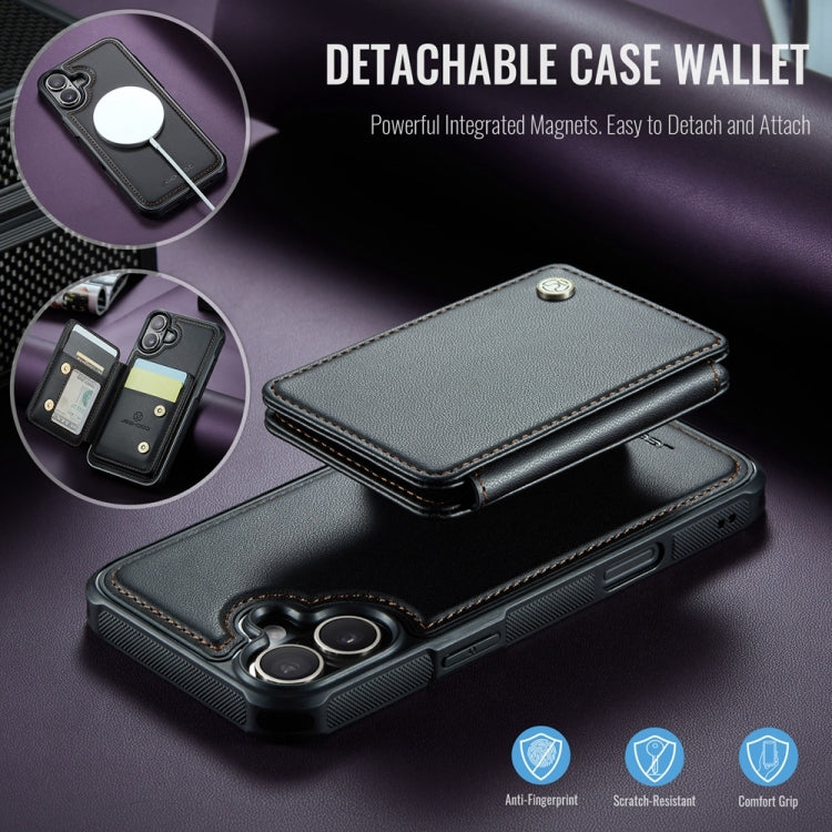 For iPhone 16 Plus JEEHOOD J05 Business Magnetic Style RFID Leather Phone Case(Black)