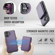 For iPhone 16 Plus JEEHOOD J05 Business Magnetic Style RFID Leather Phone Case(Purple)