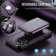 For iPhone 16 Plus JEEHOOD J05 Business Magnetic Style RFID Leather Phone Case(Purple)
