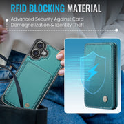 For iPhone 16 Plus JEEHOOD J05 Business Magnetic Style RFID Leather Phone Case(Blue Green)