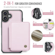 For iPhone 16 Plus JEEHOOD J05 Business Magnetic Style RFID Leather Phone Case(Pink)