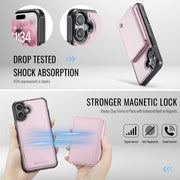 For iPhone 16 Plus JEEHOOD J05 Business Magnetic Style RFID Leather Phone Case(Pink)