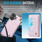For iPhone 16 Plus JEEHOOD J05 Business Magnetic Style RFID Leather Phone Case(Pink)
