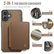 For iPhone 16 Plus JEEHOOD J05 Business Magnetic Style RFID Leather Phone Case(Brown)