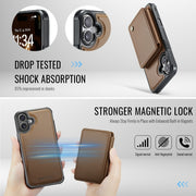 For iPhone 16 Plus JEEHOOD J05 Business Magnetic Style RFID Leather Phone Case(Brown)