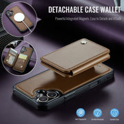 For iPhone 16 Plus JEEHOOD J05 Business Magnetic Style RFID Leather Phone Case(Brown)