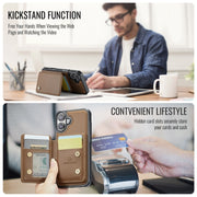 For iPhone 16 Plus JEEHOOD J05 Business Magnetic Style RFID Leather Phone Case(Brown)