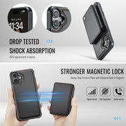 For iPhone 16 JEEHOOD J05 Business Magnetic Style RFID Leather Phone Case(Black)