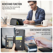 For iPhone 16 JEEHOOD J05 Business Magnetic Style RFID Leather Phone Case(Black)