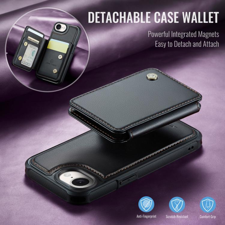 For iPhone 16e JEEHOOD J05 Business Magnetic Style RFID Leather Phone Case(Black)