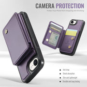 For iPhone 16e JEEHOOD J05 Business Magnetic Style RFID Leather Phone Case(Purple)