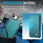 For iPhone 16e JEEHOOD J05 Business Magnetic Style RFID Leather Phone Case(Blue Green)