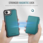 For iPhone 16e JEEHOOD J05 Business Magnetic Style RFID Leather Phone Case(Blue Green)