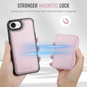 For iPhone 16e JEEHOOD J05 Business Magnetic Style RFID Leather Phone Case(Pink)