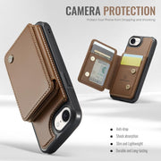 For iPhone 16e JEEHOOD J05 Business Magnetic Style RFID Leather Phone Case(Brown)