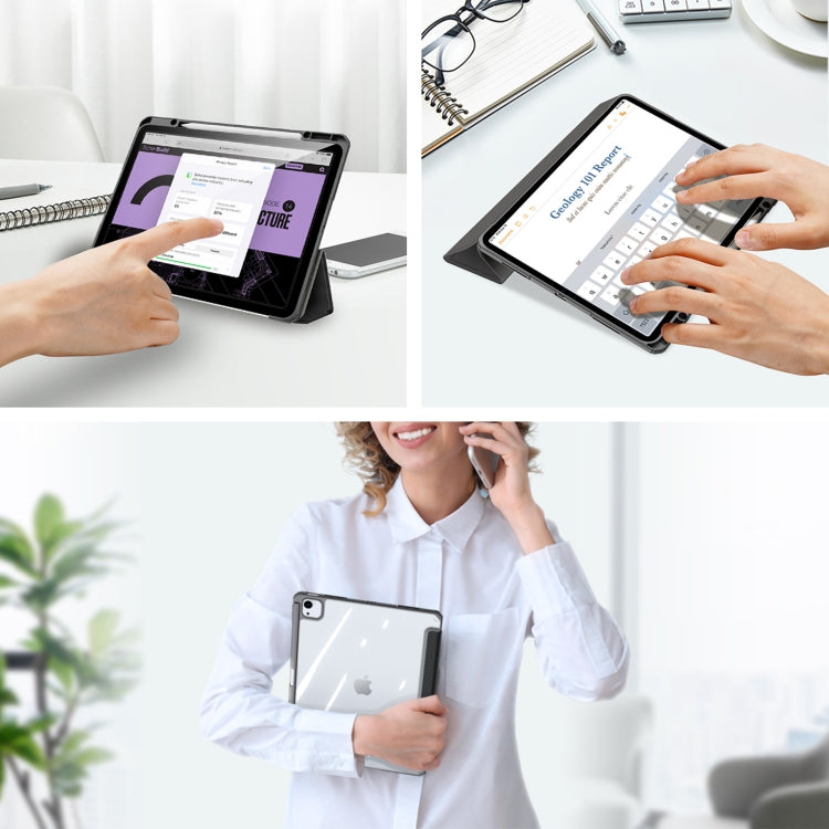 For iPad Air 13 2024 / 2025 DUX DUCIS TOBY Series Antiskid Leather Tablet Case with Sleep / Wake-up Function(Black)