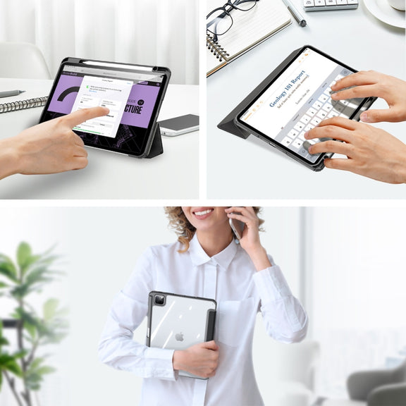 For iPad Pro 11 2024 DUX DUCIS TOBY Series Antiskid Leather Tablet Case with Sleep / Wake-up Function(Black)