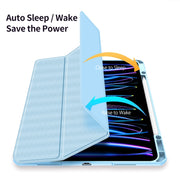 For iPad Pro 13 2024 DUX DUCIS TOBY Series Antiskid Leather Tablet Case with Sleep / Wake-up Function(Blue)