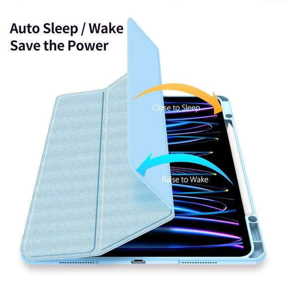 For iPad Pro 13 2024 DUX DUCIS TOBY Series Antiskid Leather Tablet Case with Sleep / Wake-up Function(Blue)