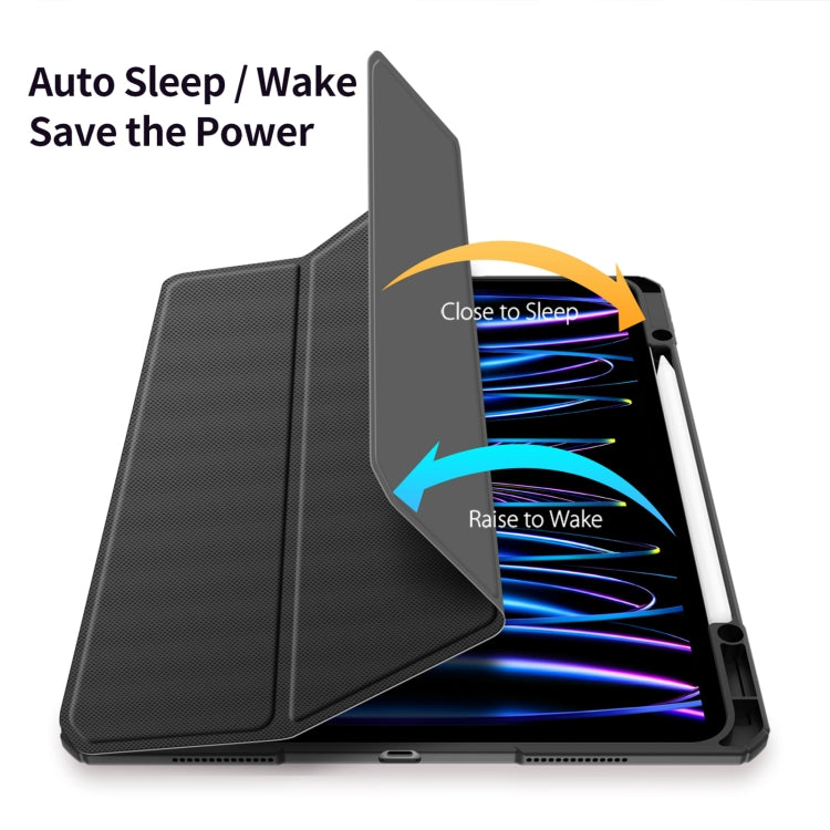 For iPad Pro 13 2024 DUX DUCIS TOBY Series Antiskid Leather Tablet Case with Sleep / Wake-up Function(Black)