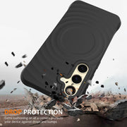 For Samsung Galaxy S25+ 5G Wave Texture MagSafe Magnetic Liquid Silicone Phone Case(Black)