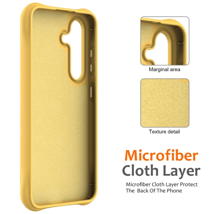 For Samsung Galaxy S25+ 5G Wave Texture MagSafe Magnetic Liquid Silicone Phone Case(Yellow)