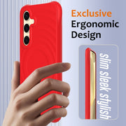 For Samsung Galaxy S25+ 5G Wave Texture MagSafe Magnetic Liquid Silicone Phone Case(Red)
