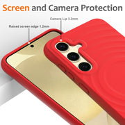 For Samsung Galaxy S25+ 5G Wave Texture MagSafe Magnetic Liquid Silicone Phone Case(Red)