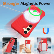 For Samsung Galaxy S25+ 5G Wave Texture MagSafe Magnetic Liquid Silicone Phone Case(Red)