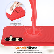 For Samsung Galaxy S25+ 5G Wave Texture MagSafe Magnetic Liquid Silicone Phone Case(Red)
