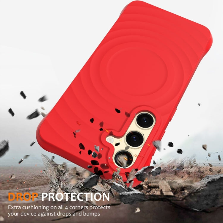 For Samsung Galaxy S25+ 5G Wave Texture MagSafe Magnetic Liquid Silicone Phone Case(Red)